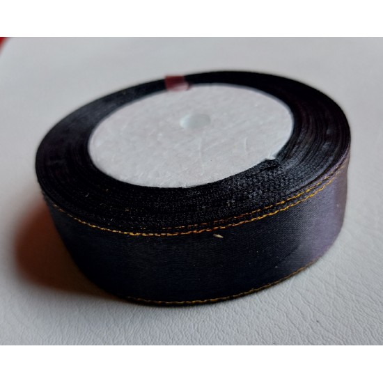 ОПТ Лента атласная с люрексом 25 мм*25 ярдов цв. черный, цена за катушку